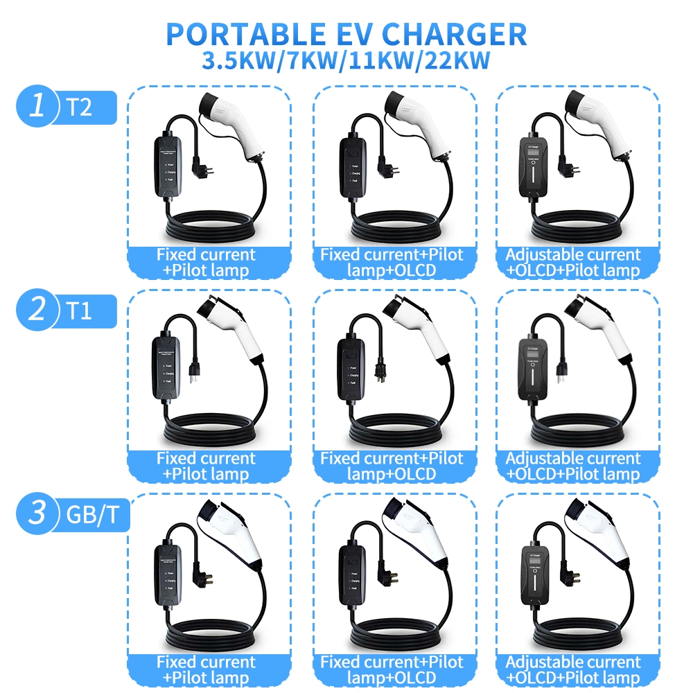 7kw 3.5kw 16A 32A SAE J1772 Type 1 Indicator Light Portable Car Electric Vehicle Chargers EV Charger