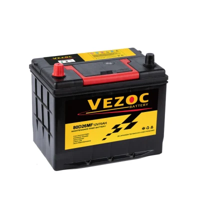 N70-80d26 batterie de voiture longue durée CCA 12V70an batterie automatique élevée